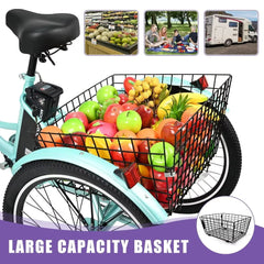 Docred 24" Electric Tricycle for Adults & Seniors, 7 Speed 3 Wheel E - Bike with Large Basket/Low - Step Through Frame, 350W Motor 36V/10.4AH Lithium Bettery, 15.5MPH