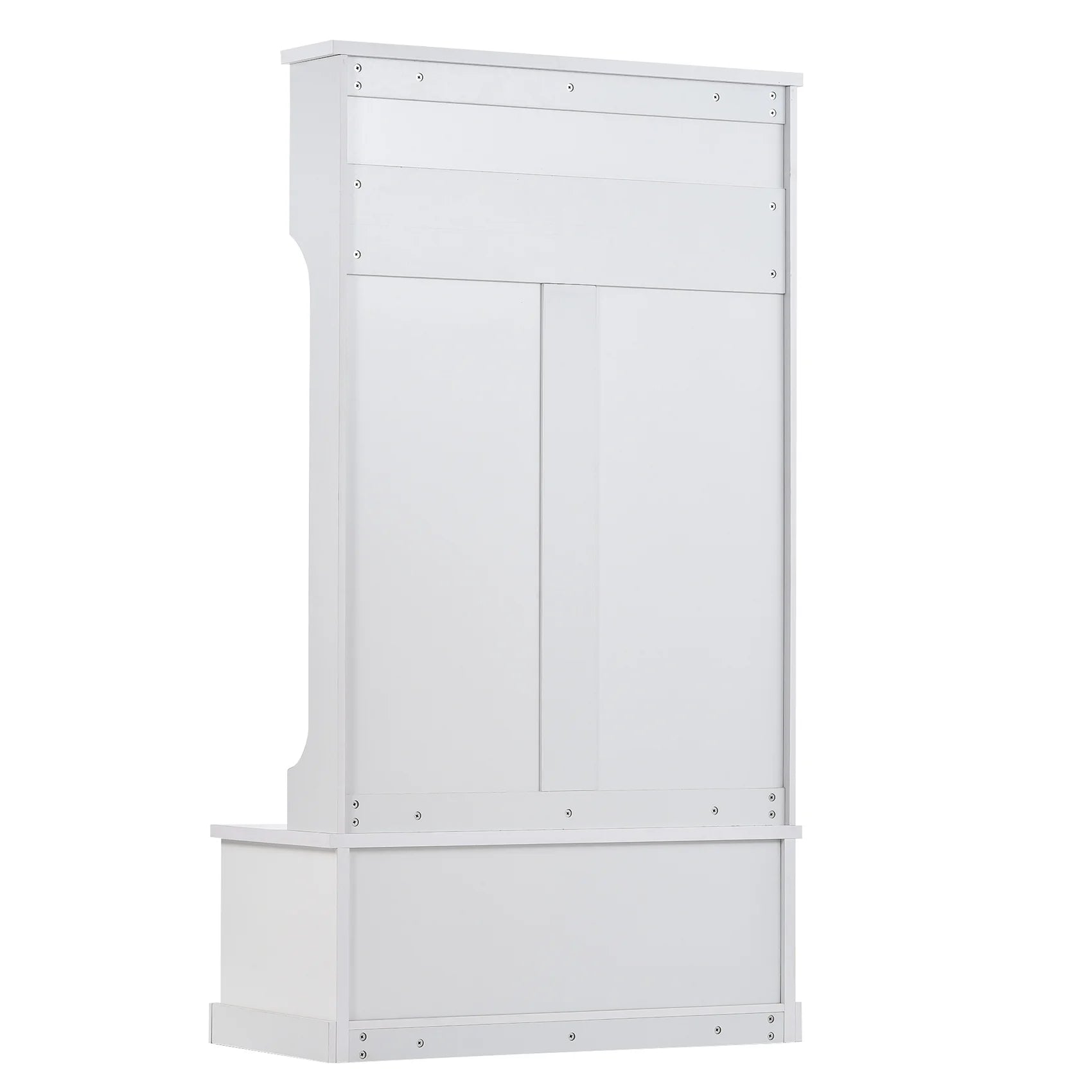 Hall Tree with Upholstered Bench and Coat Rack, Entryway Bench with 3 Hooks, 3 Open Shelves, 2 Drawers & Storage Cabinets, Mudroom Bench with Storage and Hooks for Foyer, Entry Way, Hallway (Beige)