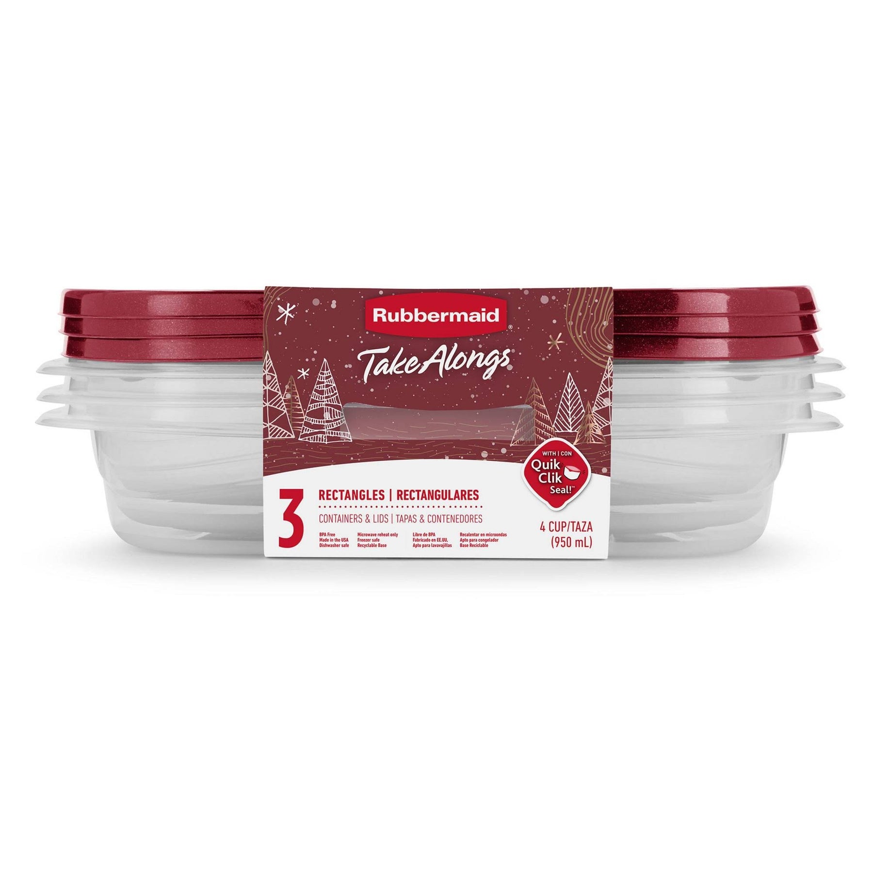 Rubbermaid TakeAlongs Rhubarb Rectangle Container Storage Set - 3 ct