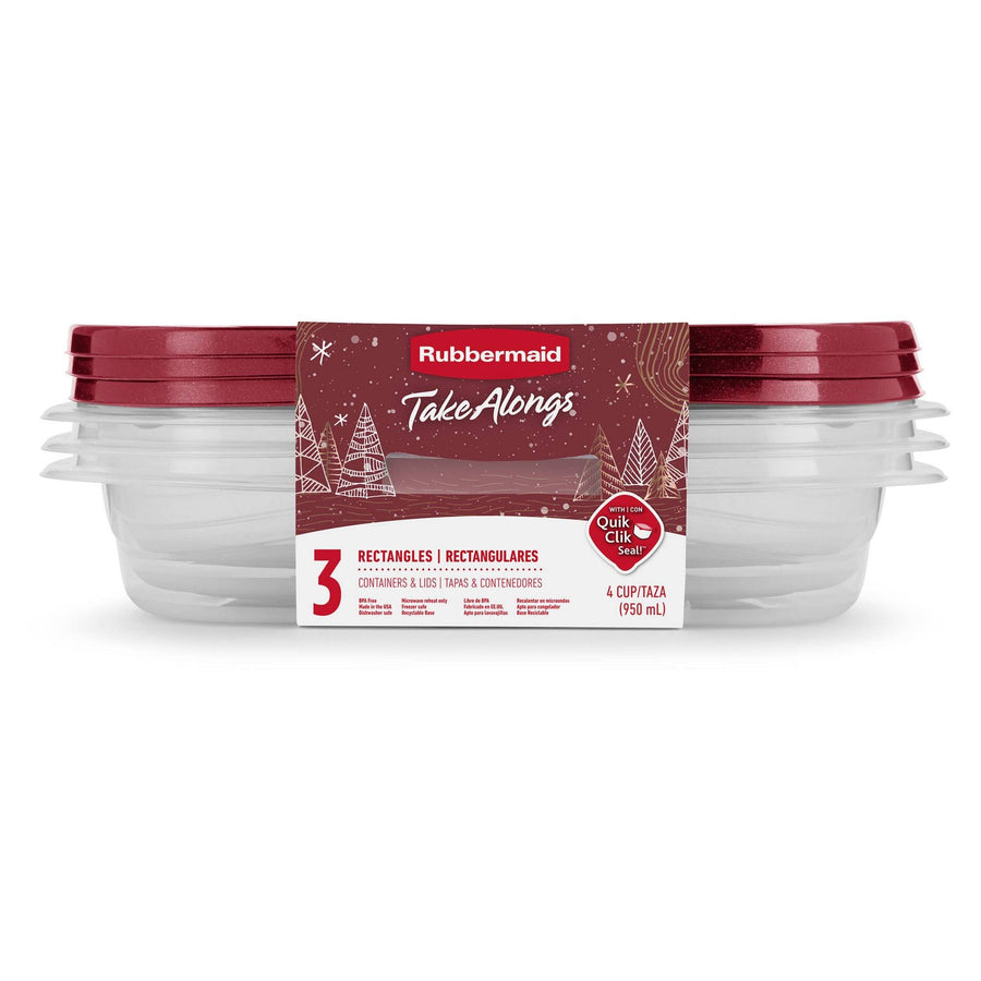 Rubbermaid TakeAlongs Rhubarb Rectangle Container Storage Set - 3 ct