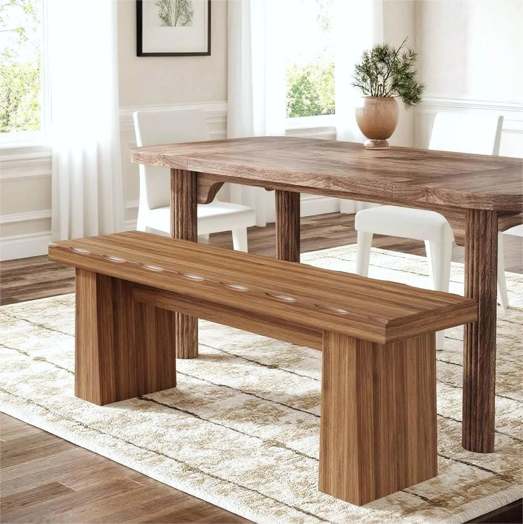 Fnova 48" Wooden Two - Person Backless Entryway Bench with Under - Bench Storage for Outdoor Garden, Living Room, Bedroom, Dining Room, Hallway