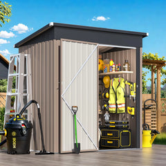 AECOJOY 5'x3' Outdoor Storage Shed with Floor Base, Tiny Utility and Tool Sheds