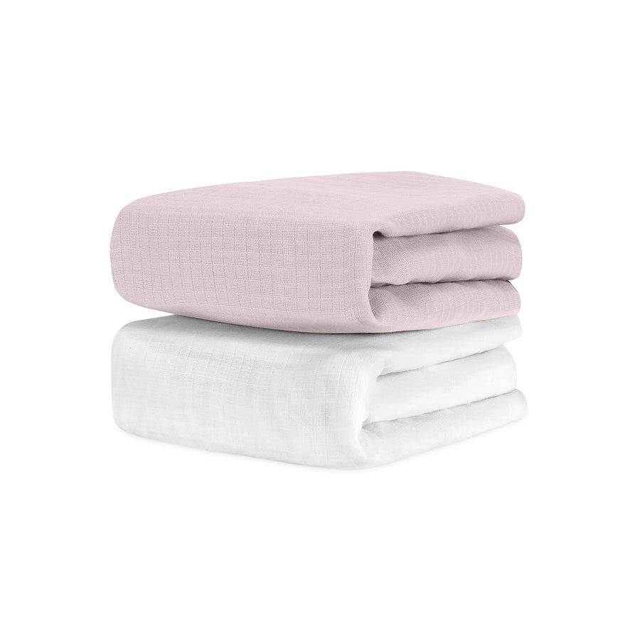 Newton Baby 2-Pack Organic Cotton Breathable Crib Sheets in Sunrise Pink/Solid White
