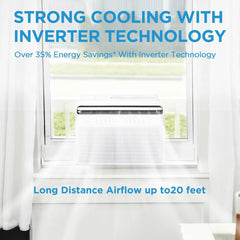 8,000 BTU U-Shaped Smart Inverter Air Conditioner C Cools up to 350 Sq. Ft., Ultra Quiet with Open Window Flexibility, Compatible with Alexa, 35% Energy Savings, Remote Control (Renewed)