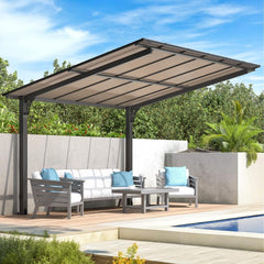AECOJOY 12' x 10' Gazebo, Outdoor 10x12 Pergola Carport for Patio, Freestanding Lean to Hardtop Gazebo