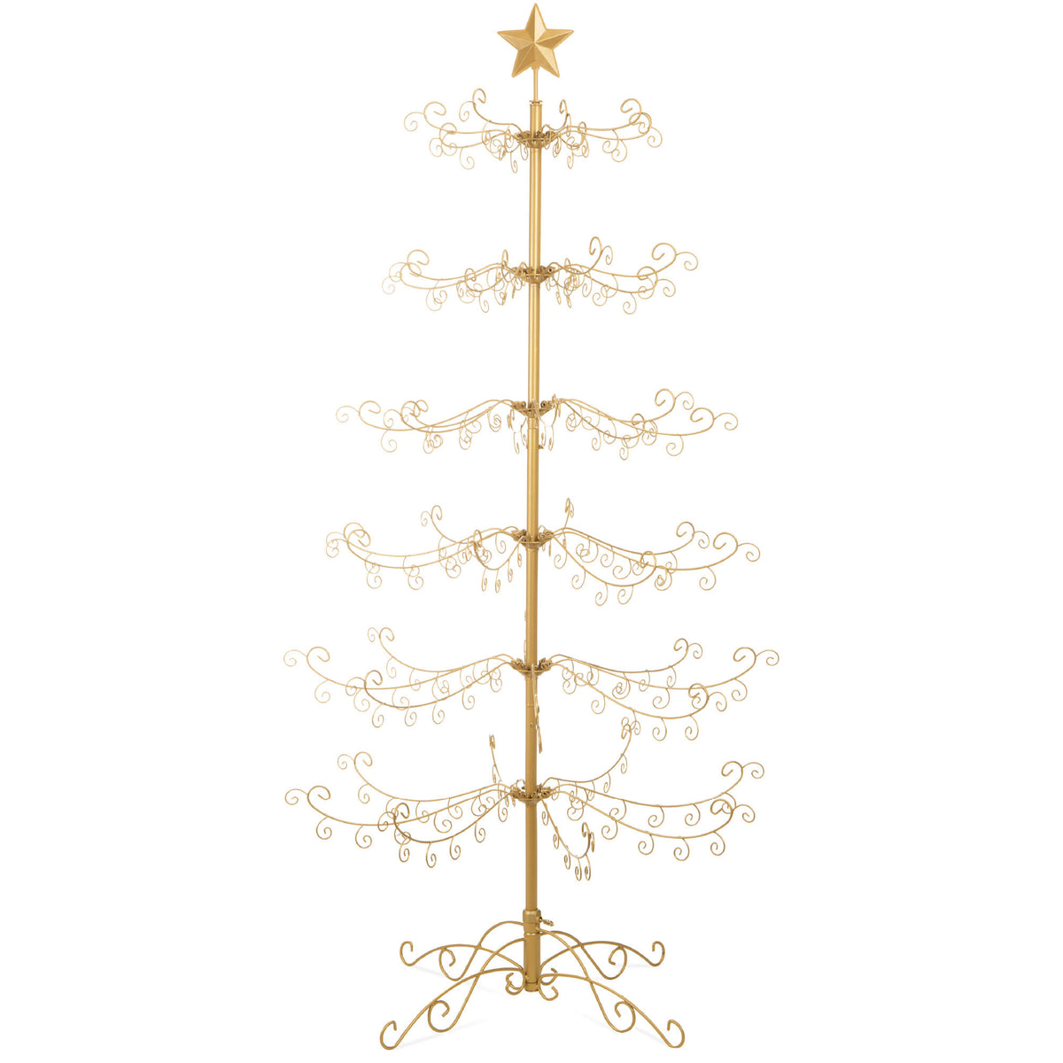 Best Choice Products 6ft Wrought Iron Ornament Display Christmas Tree w/ Easy Assembly, Stand - Gold