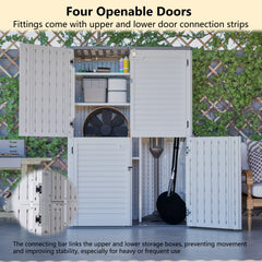 AECOJOY 61.6 Cu.ft Outdoor Resin Storage Shed with Easy Lift Hinges & Adjustable Divider