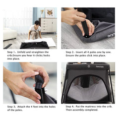Portable Crib for Baby Travel with Soft Mattress
