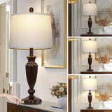 27'' Gold Table Lamps for Living Room, 3 Way Touch Control Bedside Lamps Set of 2 with USB A+C Ports, Modern Metal Nightstand Lamps for Bedroom Living Room Office End Table