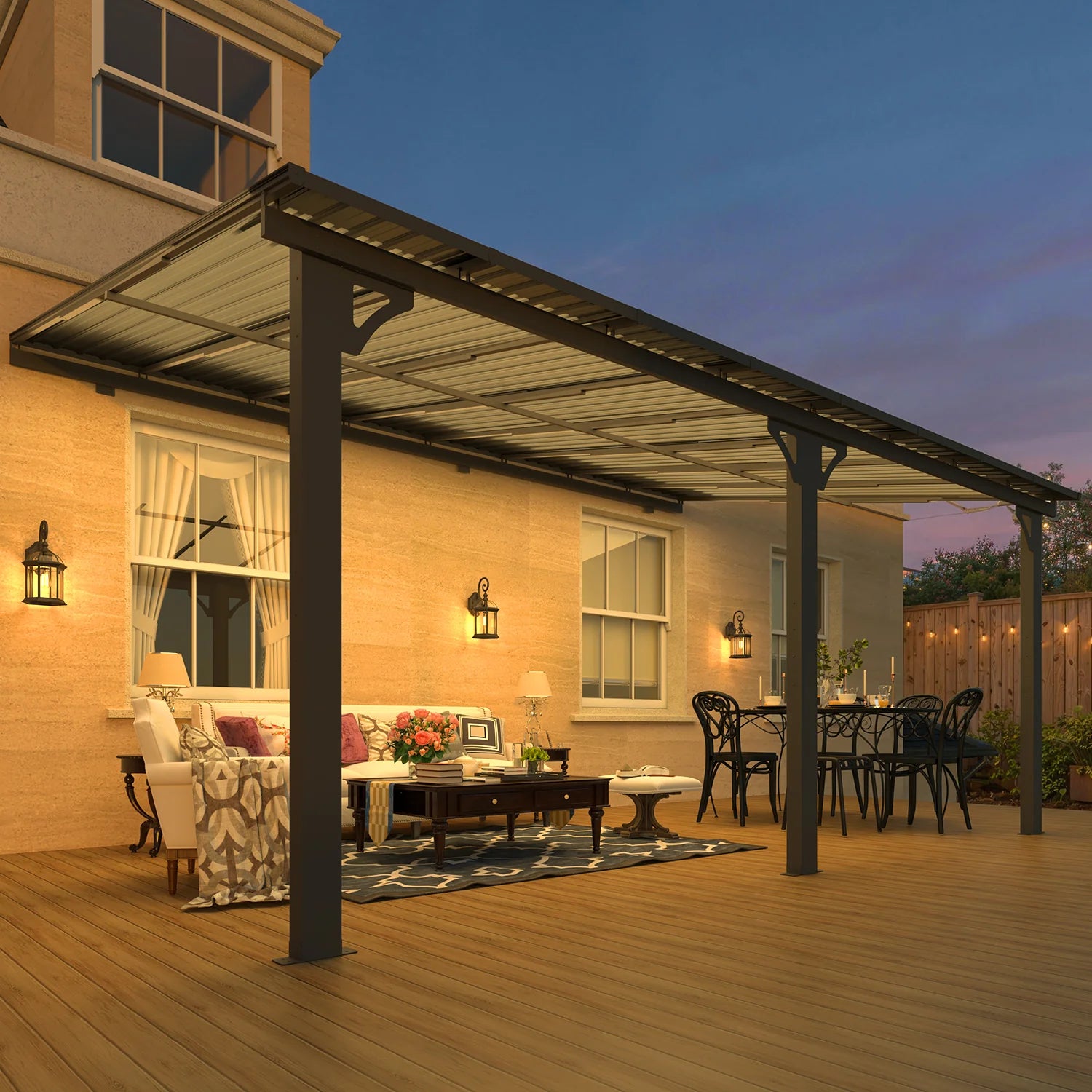 AECOJOY 16x10 Outdoor Hardtop Gazebo Adjustable Height (6.5-9.8Ft) Pergola for Patio