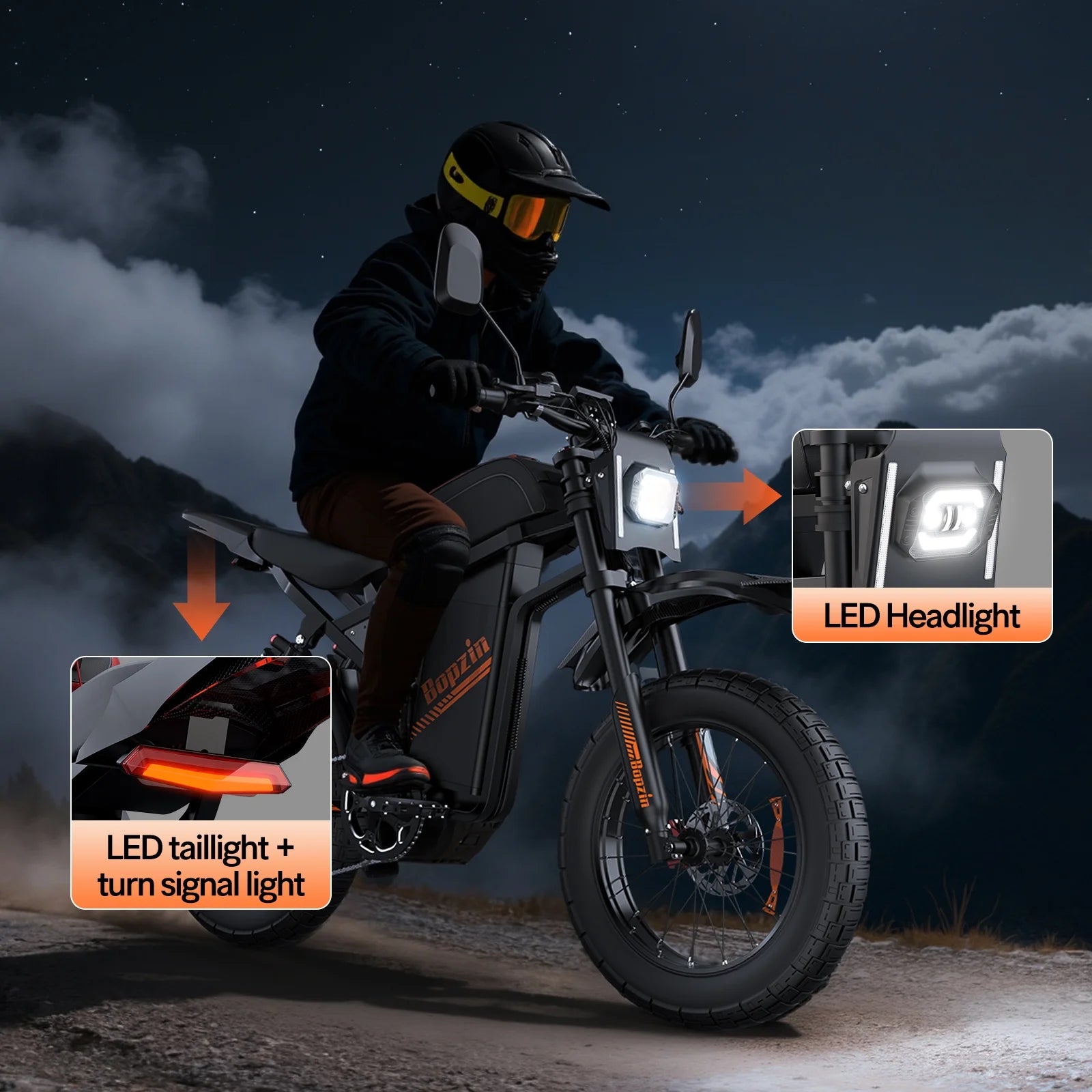 Electric Dirt Bike for Adults, 60V 35ah, 3000W 45 MPH & 37 - 68 Miles Electric Motorcycle, 25'' Fat Tire Off - Road Mountain Bike UL2849