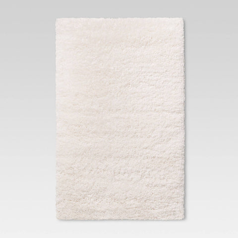 4'x5'6" Cream Plush Shag Washable Accent Rug - Room Essentials