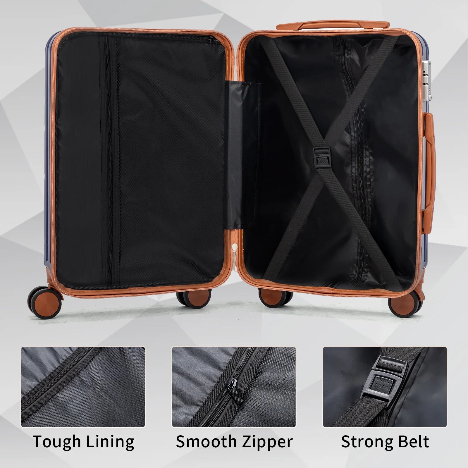 Zimtown Luggage 3 Piece Set Suitcase ABS Hardside Lightweight with TSA Lock Spinner Wheels, Beige