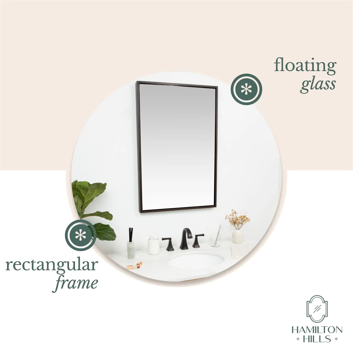 Hamilton Hills Clean Large Modern Wenge 32" Wood Round Frame Wall Mirror | 1