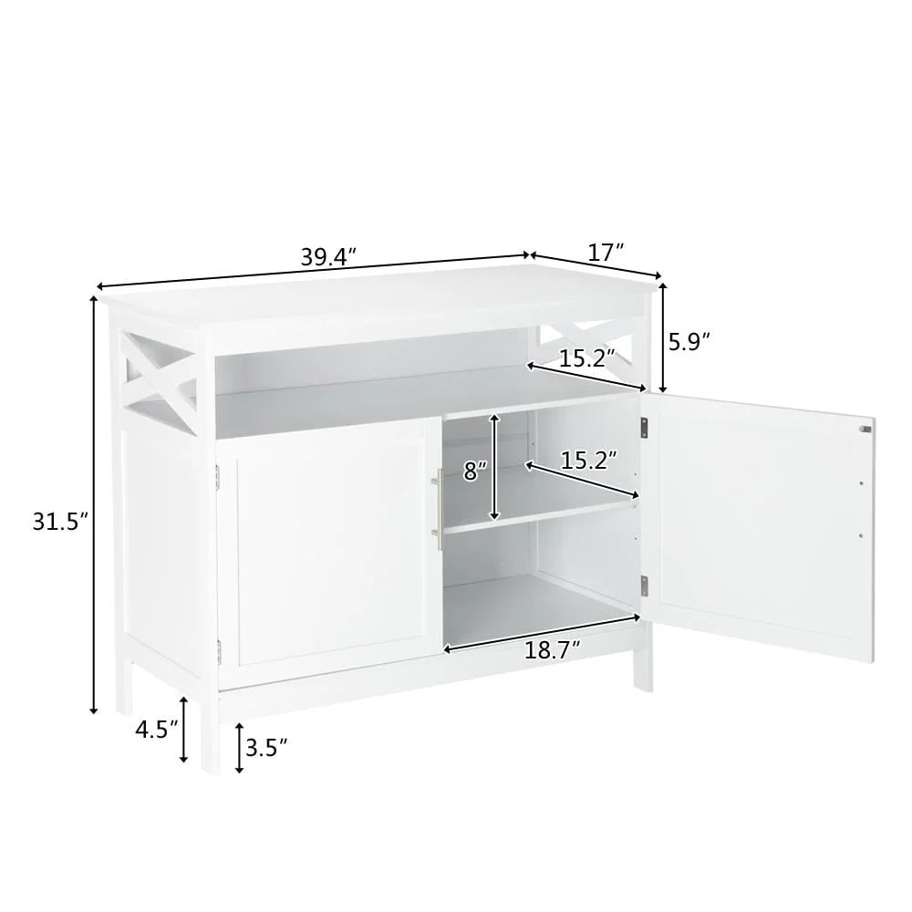 Ktaxon Kitchen Storage Sideboard Dining Buffet Server Cabinet Cupboard, Free Standing Storage Chest Cabinets and Shelf, White