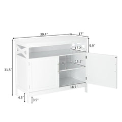 Ktaxon Kitchen Storage Sideboard Dining Buffet Server Cabinet Cupboard, Free Standing Storage Chest Cabinets and Shelf, White