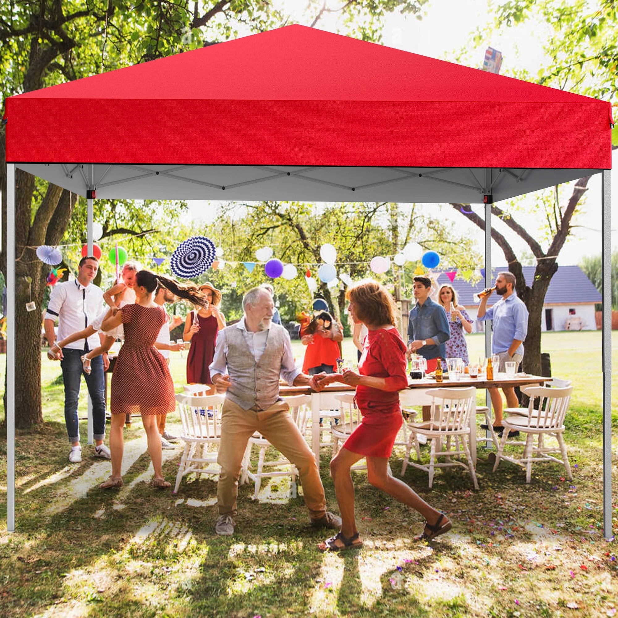 GVDV Canopy Tent, 10x10 Ft Easy Pop up Outdoor Canopy Tent, Portable Straight Leg Gazebo Instant Canopy, Blue