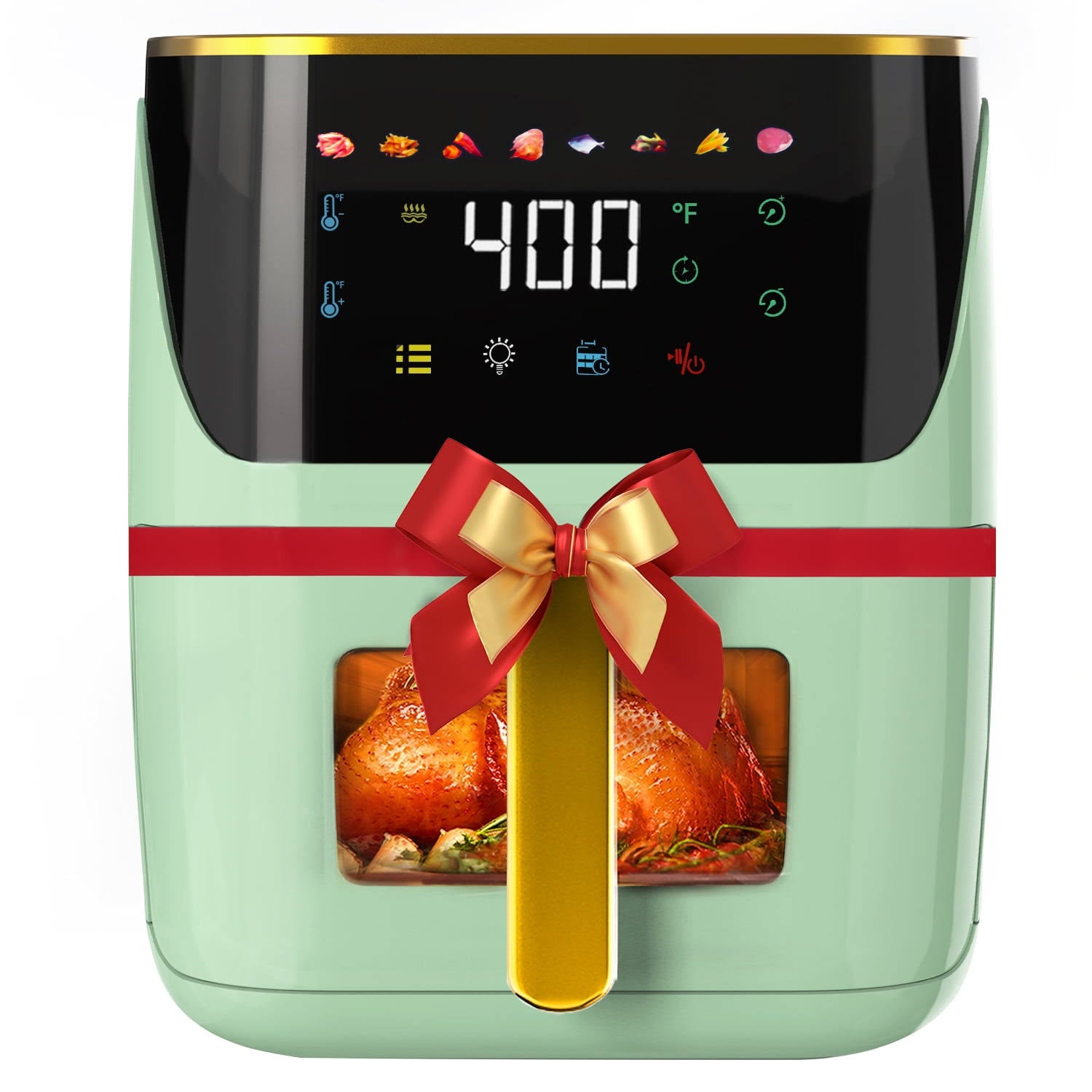 Newest Air Fryer Large 8.5 qt, White, 8 in 1 Touch Screen, Visible Window, 1750W