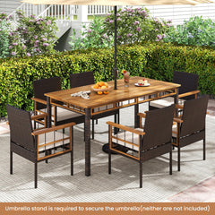 Tangkula 7 Pieces Wicker Patio Dining Set