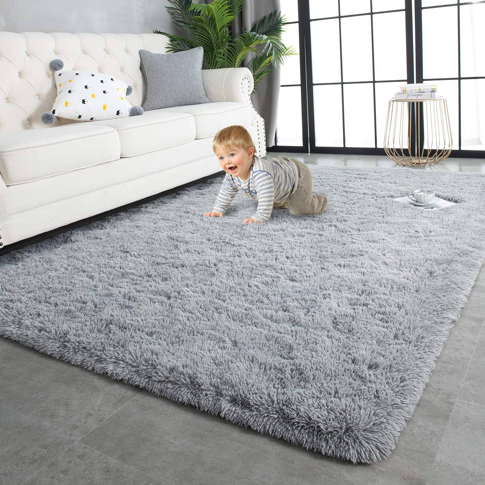 TWINNIS Super Soft Shaggy Fluffy Carpets, 5x8 Feet, Indoor Modern Plush Area Rugs for Living Room Bedroom Kids Room Nursery Home Decor, Upgrade