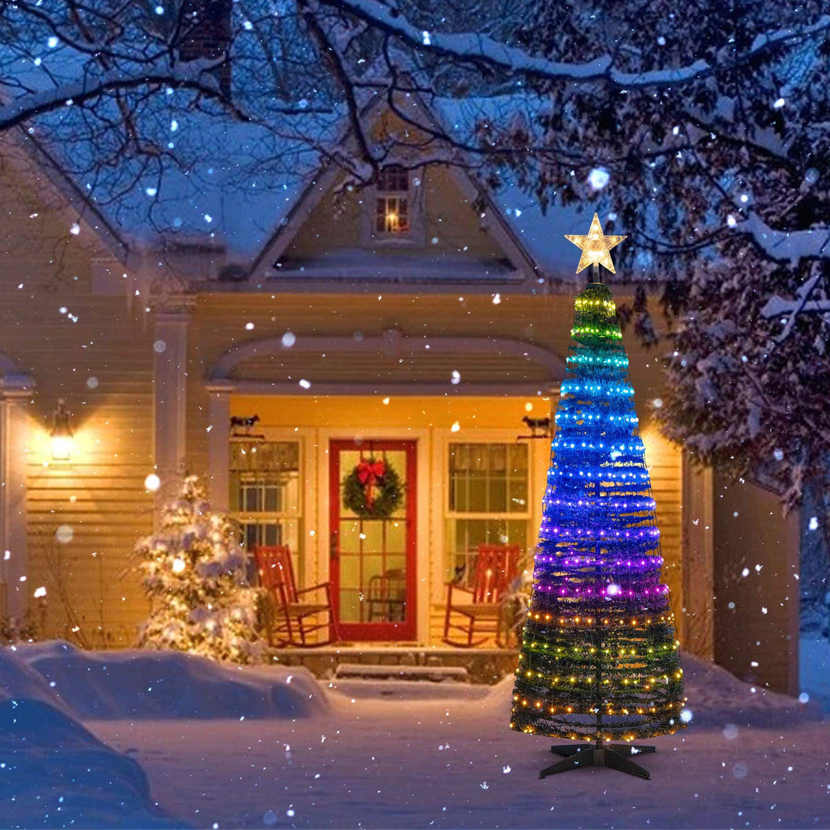Tangkula 6.2FT Pop-Up  Christmas Tree with 282 LED Lights