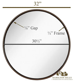 Hamilton Hills Clean Large Modern Wenge 32" Wood Round Frame Wall Mirror | 1