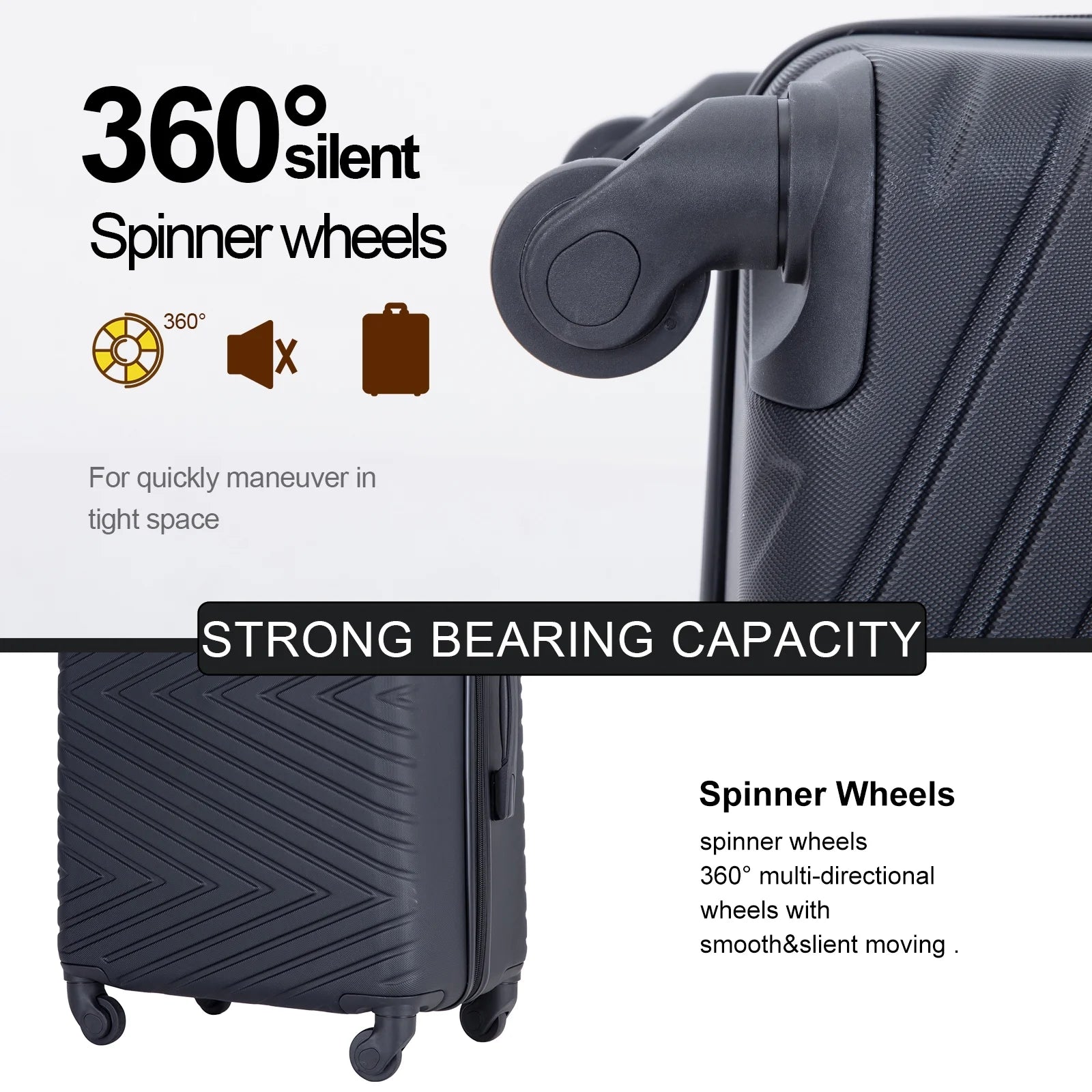 Travelhouse 4 Piece Hardshell Luggage Set Hardside Lightweight Suitcase with TSA Lock Spinner Wheels.(Blue)