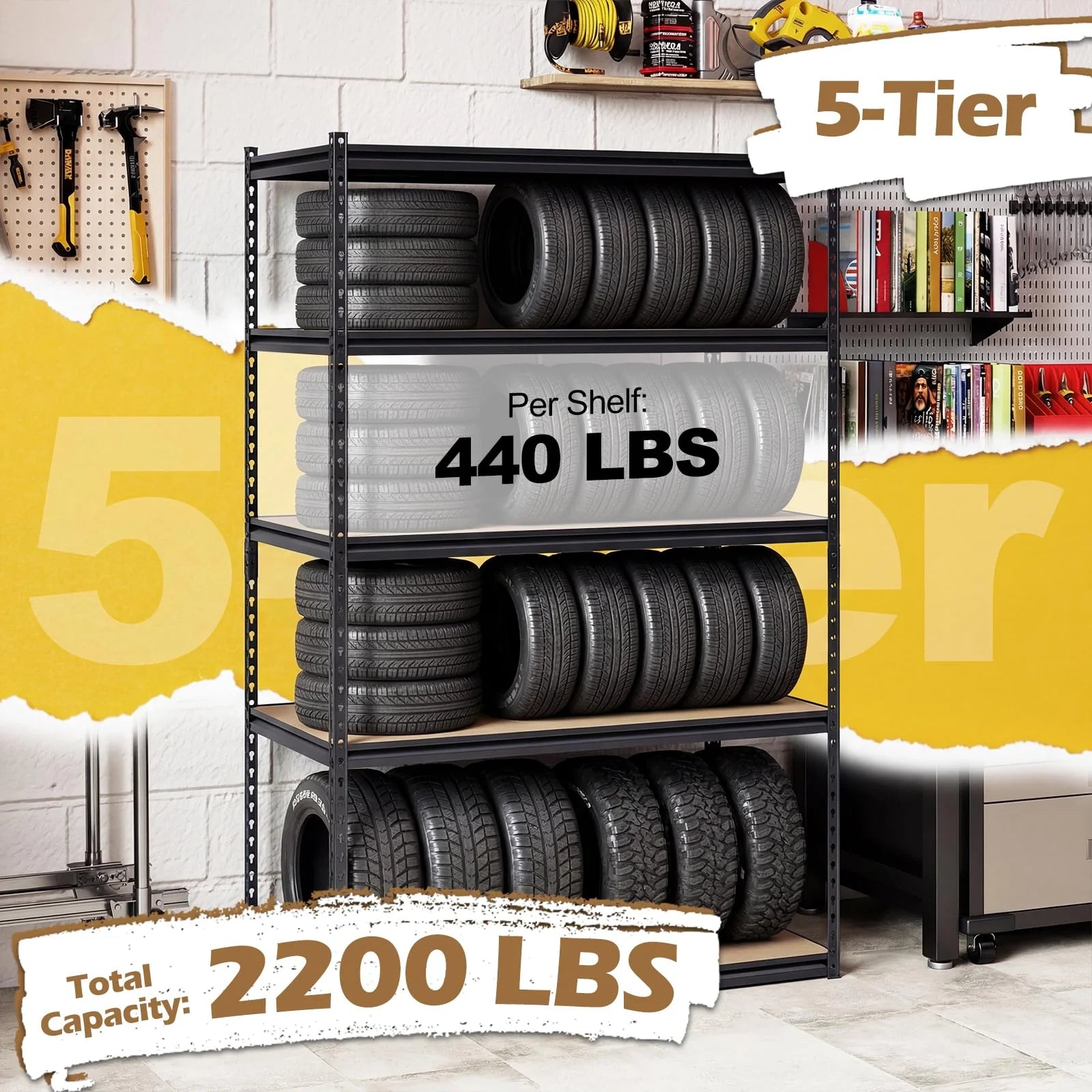 Giantex 5-Tier Metal Storage Shelves w/Adjustable Utility Rack (48" W x 24" D x 72" H)