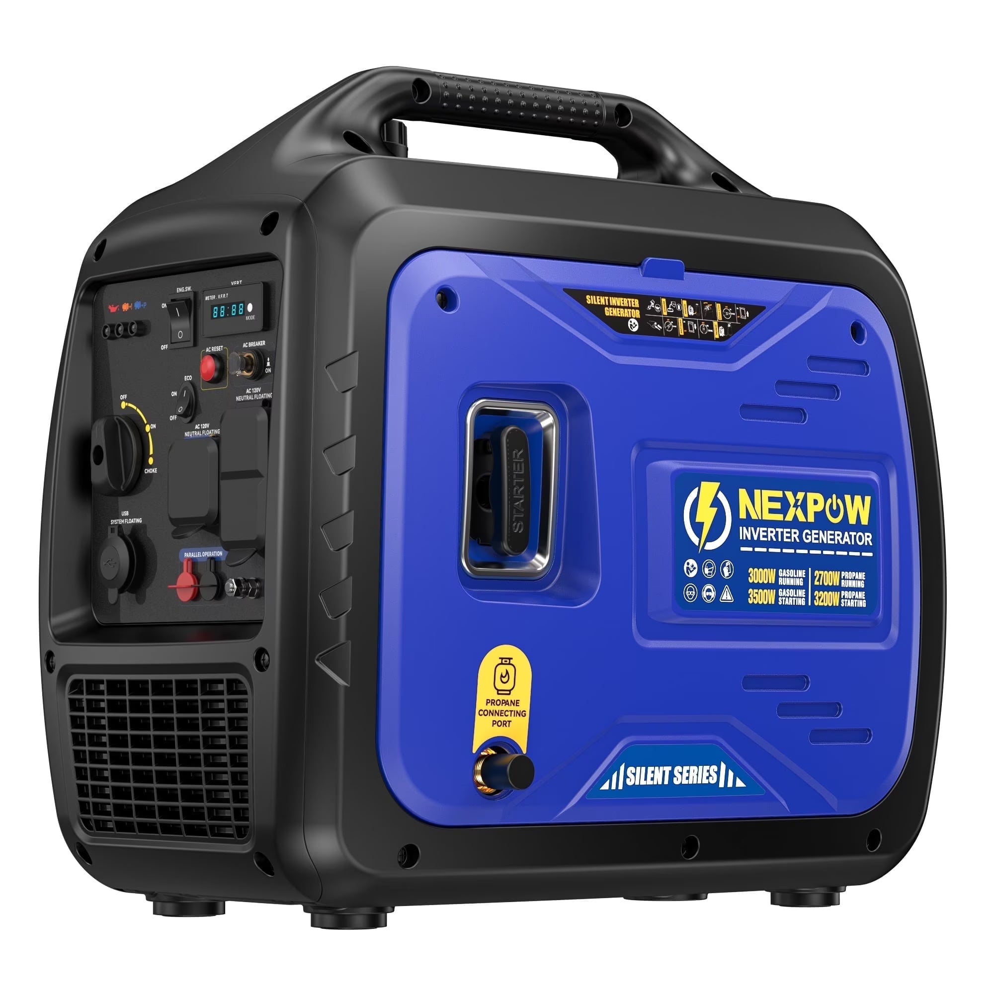NEXPOW 2250W Portable Inverter Generator, Gasoline Power Quiet Lightweight for Backup Home & Camping, Eco - Mode Feature, Parallel Capability, EPA Compliant