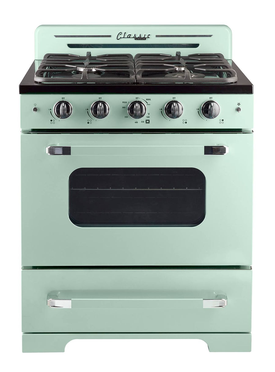 Unique Appliances Classic Retro 30 inch Freestanding Gas Range with 4 Sealed Burners, 3.9 Cu. ft. Summer Mint Green
