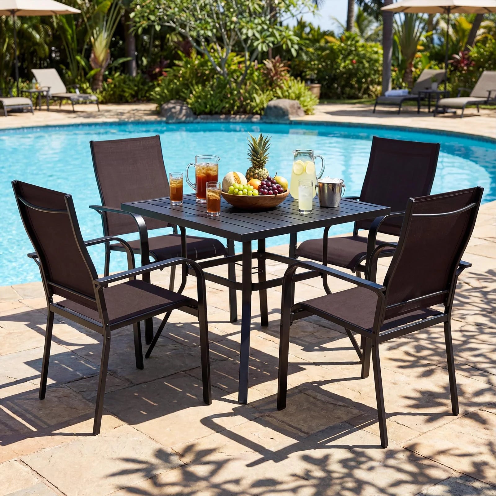 Tangkula 5 Pieces Patio Dining Set for 4 with Umbrella Hole
