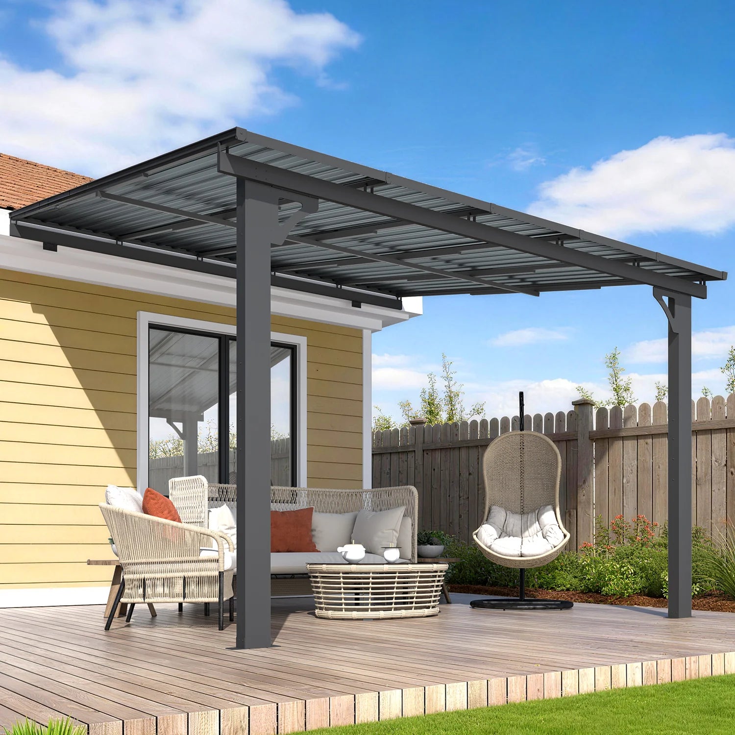 AECOJOY 10x10 Outdoor Hardtop Gazebo Adjustable Height (6.5-9.8Ft) Pergola for Patio