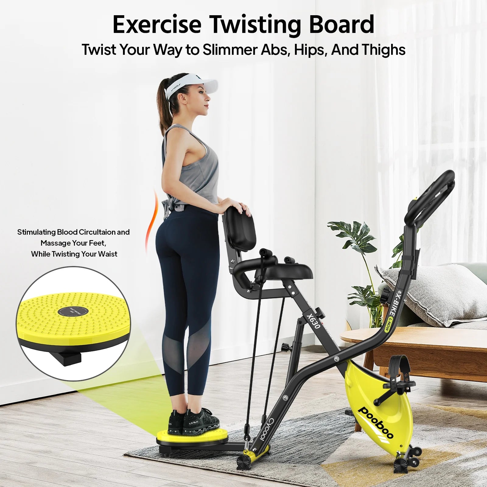 Pooboo 4in1 Folding Exercise Bike Indoor Cycling Bike Stationary Magnetic X Bike Gym Workout 300 lb Easy to Get on/Off