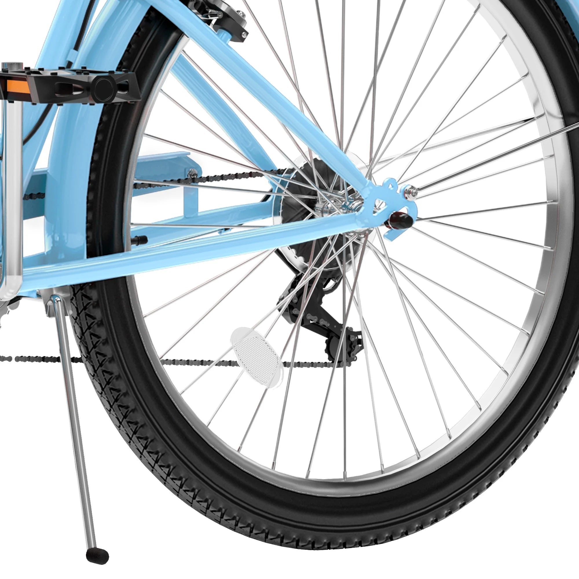 Uforic24'' Beach Cruiser Bike, 7 - Speed, Step - Through Bicycle for Men & Women, Steel Frame, Mint Green