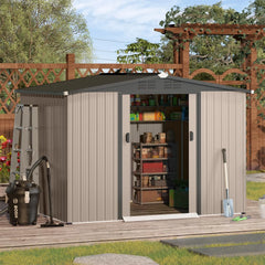AECOJOY 8x6 Ft Outdoor Storage Tool Shed, Gray