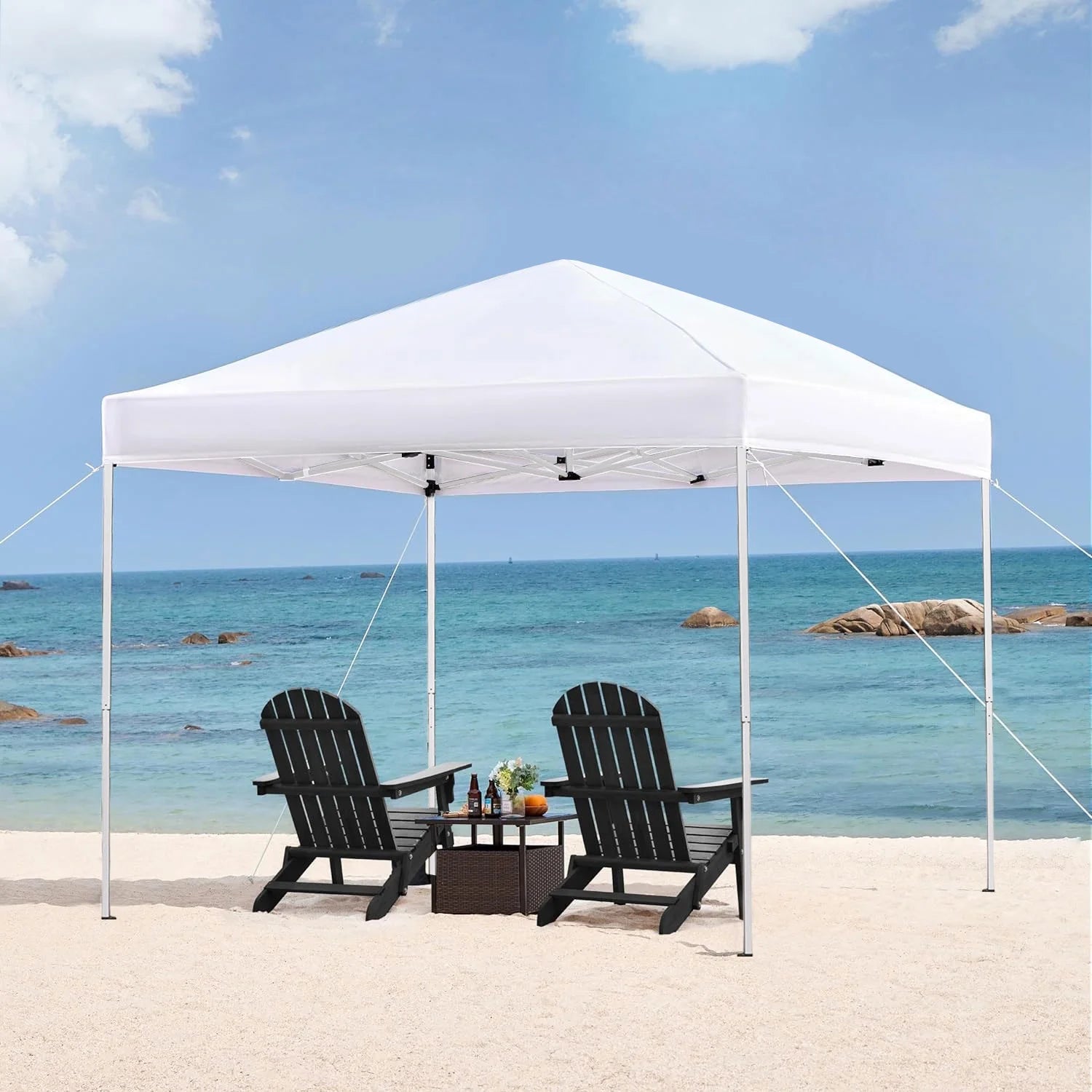GVDV Canopy Tent, 10x10 Ft Easy Pop up Outdoor Canopy Tent, Portable Straight Leg Gazebo Instant Canopy, Blue