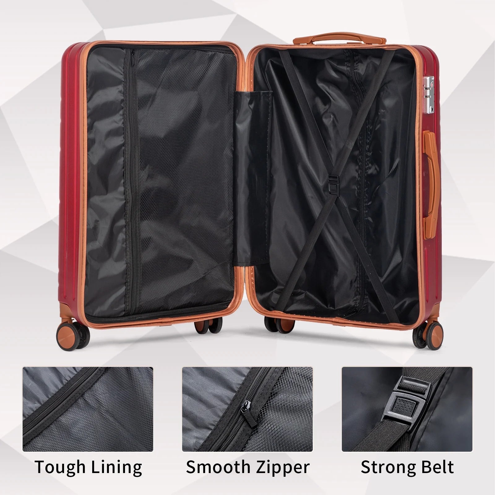 Zimtown Luggage 3 Piece Set Suitcase ABS Hardside Lightweight with TSA Lock Spinner Wheels, Beige