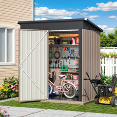 AECOJOY 5'x3' Outdoor Storage Shed with Floor Base, Tiny Utility and Tool Sheds