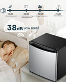 Upstreman 1.7 cu ft Mini Fridge with Freezer Single Door Compact Refrigerator, Low Noise, Energy Saving, Adjustable Temperature, Reversible Door, for Home Office Dorm, Black FR17