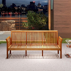 62.5" Outdoor Acacia Wood Bench with Removable Cushion, 3-Person Patio Garden Bench with High Backrest & Armrests, 1200 LBS Capacity for Yard Porch