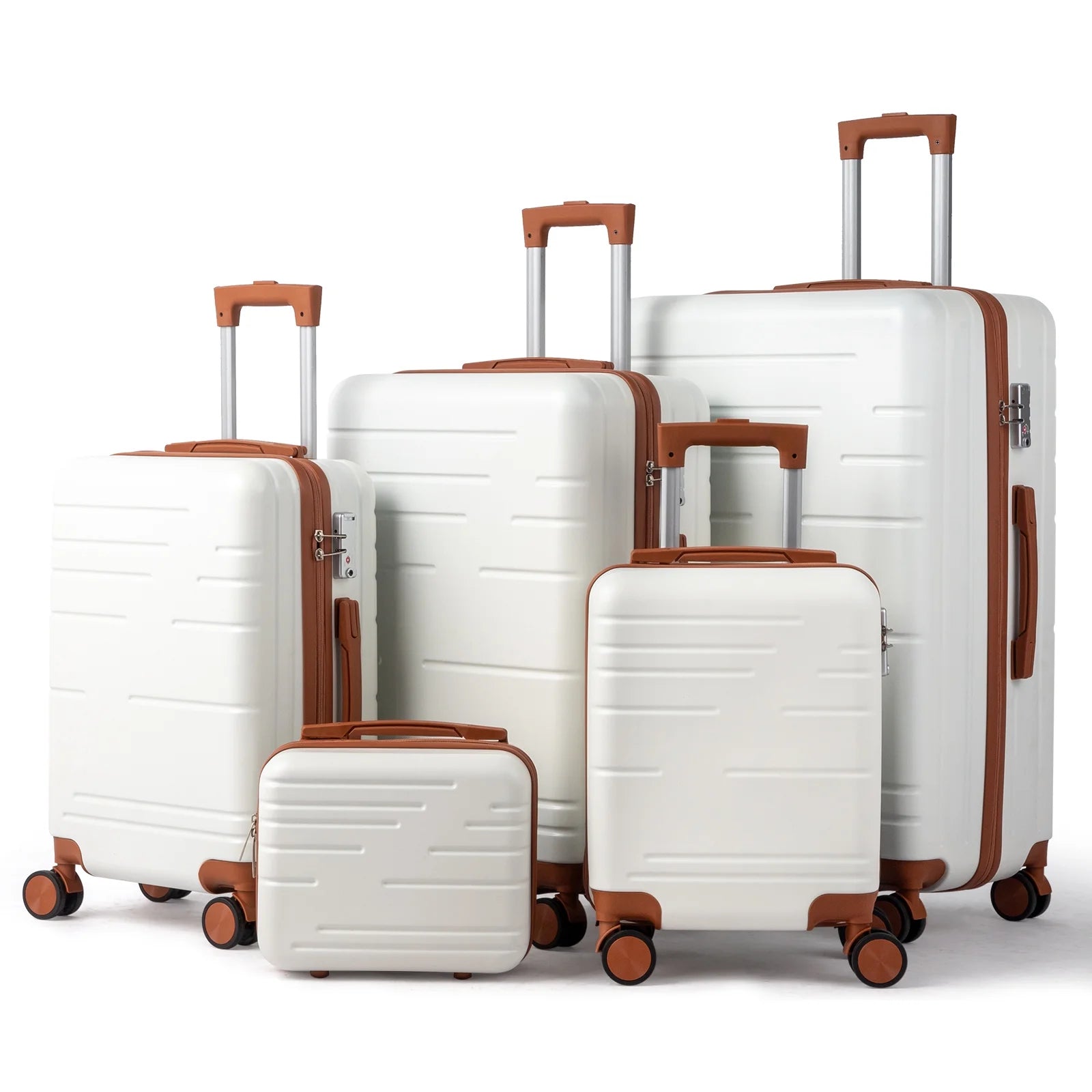 Zimtown Luggage 3 Piece Set Suitcase ABS Hardside Lightweight with TSA Lock Spinner Wheels, Beige