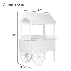 Candy Cart for Party - Candy Cart Display Stand with Wheels for Party - Dessert Cart - Decorated Wood Candy Cart with Wheels for Birthdays Wedding - Easy to Assemble Vintage Candy Cart on Wheels