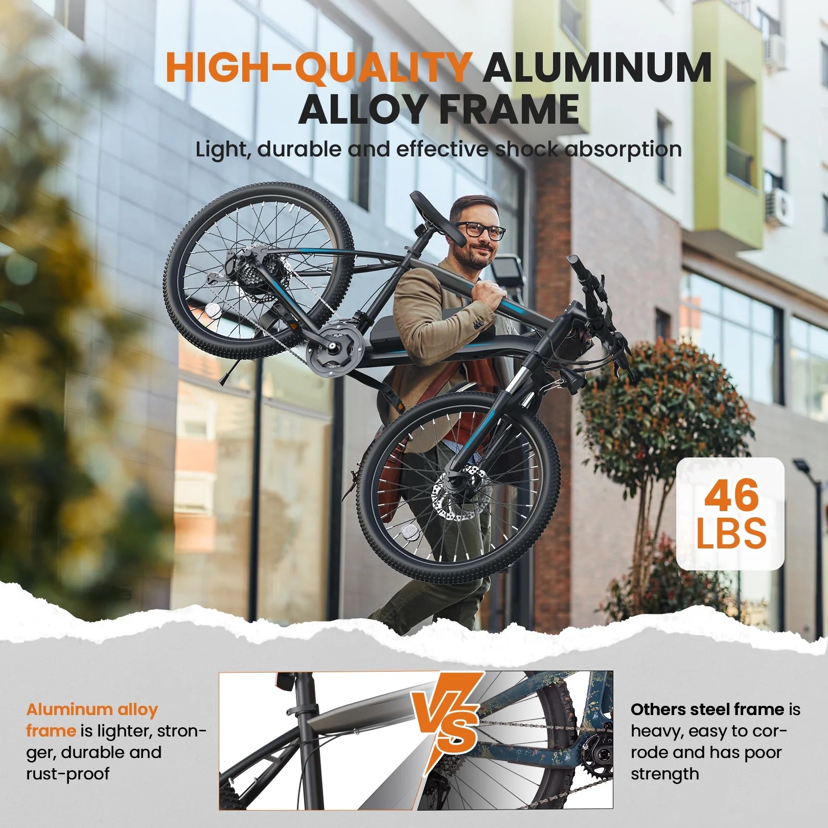 Totguard Electric Bike for Adults, 26" Ebike 350W Adult Electric Bicycles, Electric Mountain Bike with 36V 10.4ah Battery, Suspension Fork, Shimano 21 Speed Gears
