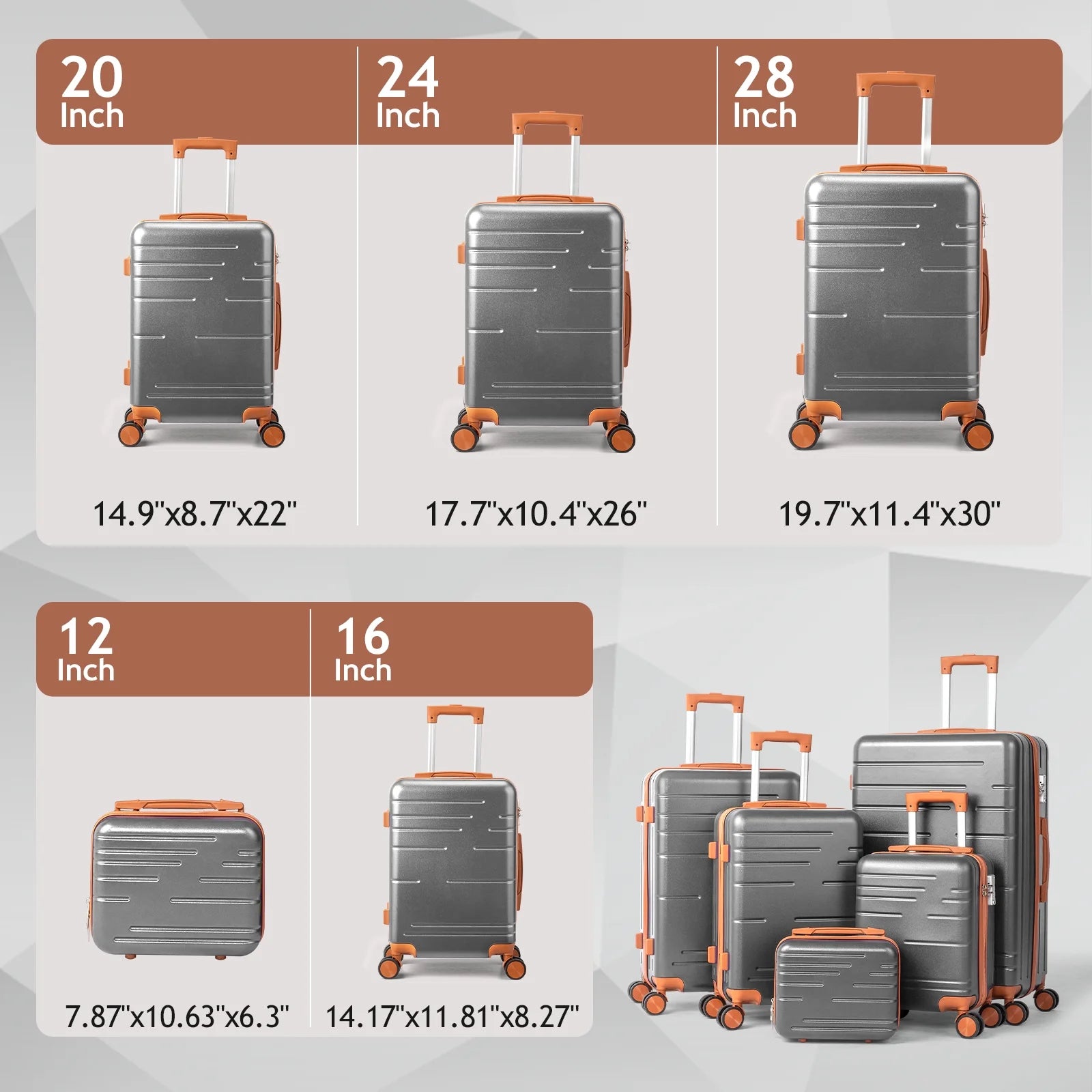 Zimtown Luggage 3 Piece Set Suitcase ABS Hardside Lightweight with TSA Lock Spinner Wheels, Beige