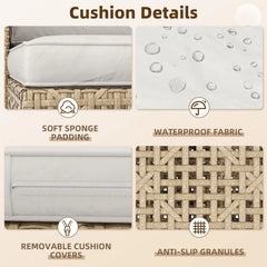 AECOJOY Outdoor Patio Furniture Set, 3 Pieces All Weather Wicker Rattan Sectional Sofa