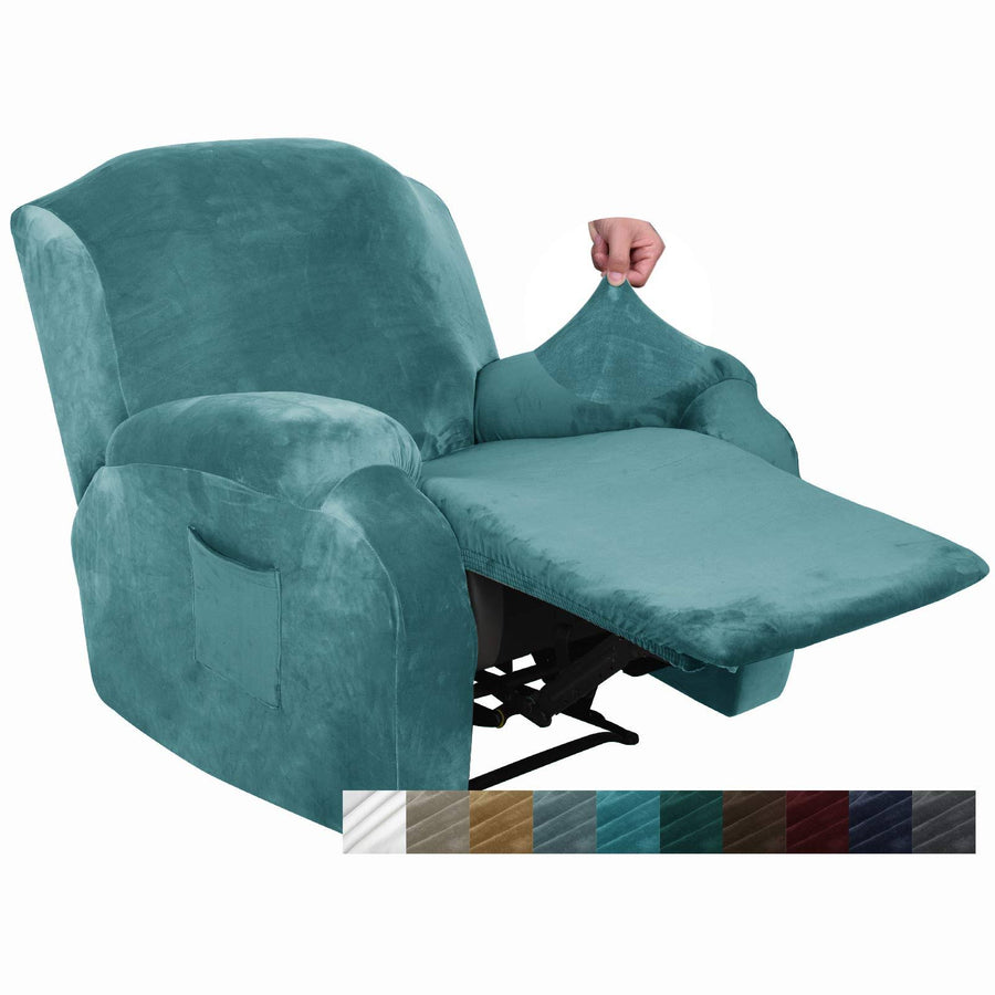 MAXIJIN Velvet 4 Piece Recliner Cover Stretch Plush Soft Cover for Recliner Chair Thick Soft Recliner Chair Slipcover Separate C