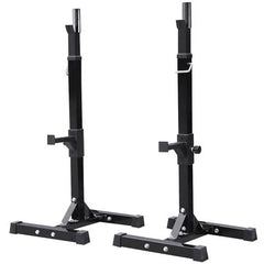 2 - Piece Adjustable Squat Stand Rack or Barbell Free Press Bench, Black