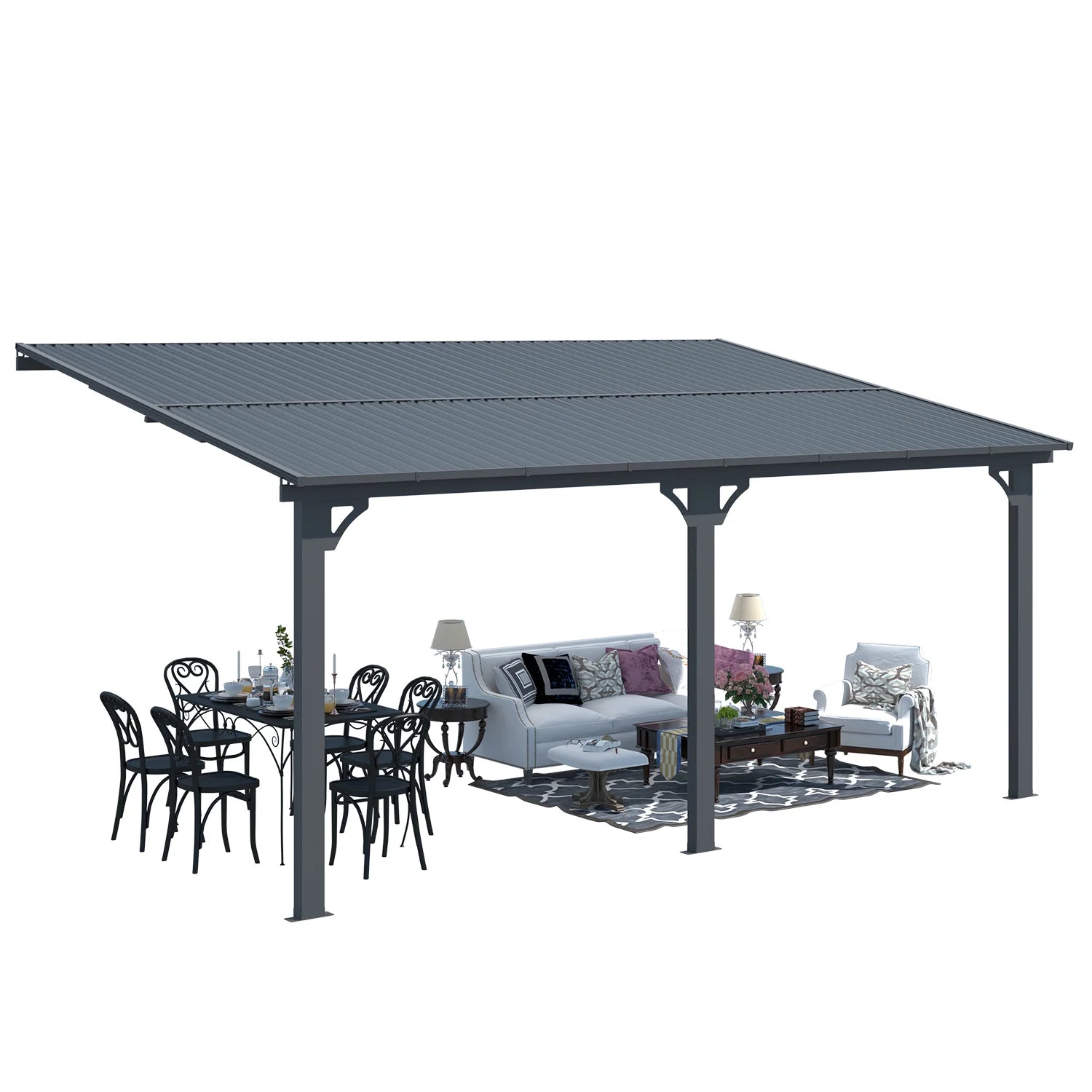 AECOJOY 16x10 Outdoor Hardtop Gazebo Adjustable Height (6.5-9.8Ft) Pergola for Patio