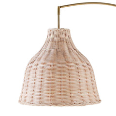 SUNMORY 72 in Arched Rattan Floor Lamp, Fabric Retro Boho Farmhouse Rustic Standing Lamp for Living Room, Bedroom, Office, 9W & Foot Switch & 3 Color Temperature, Gold