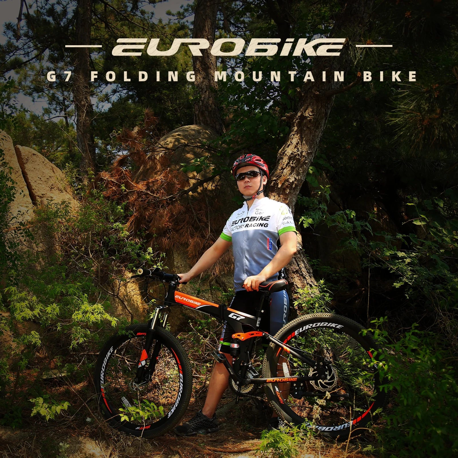 Eurobike 27.5" Full Suspension Folding Mountain Bike Foldable Frame Bicycle Disc Brakes Men or Women Bikes for Afults Green